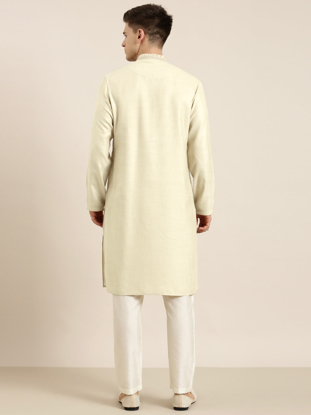 Cream cotton Dori Embroidered Kurta