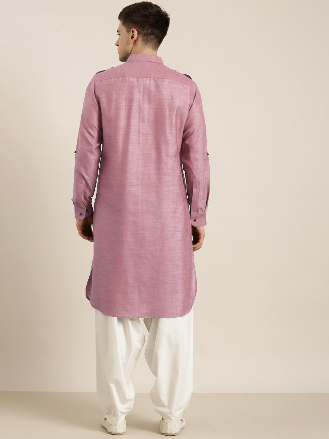 Rose Pink Cotton Pathani with Salwar
