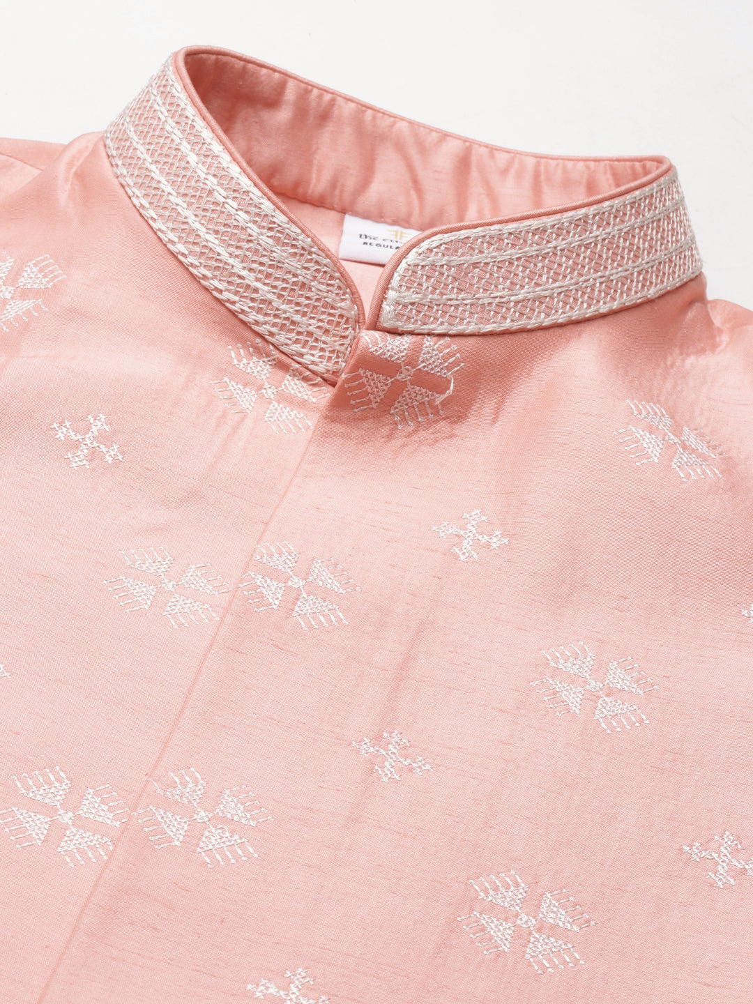 Peach Embroiderd Jacket Kurta Set