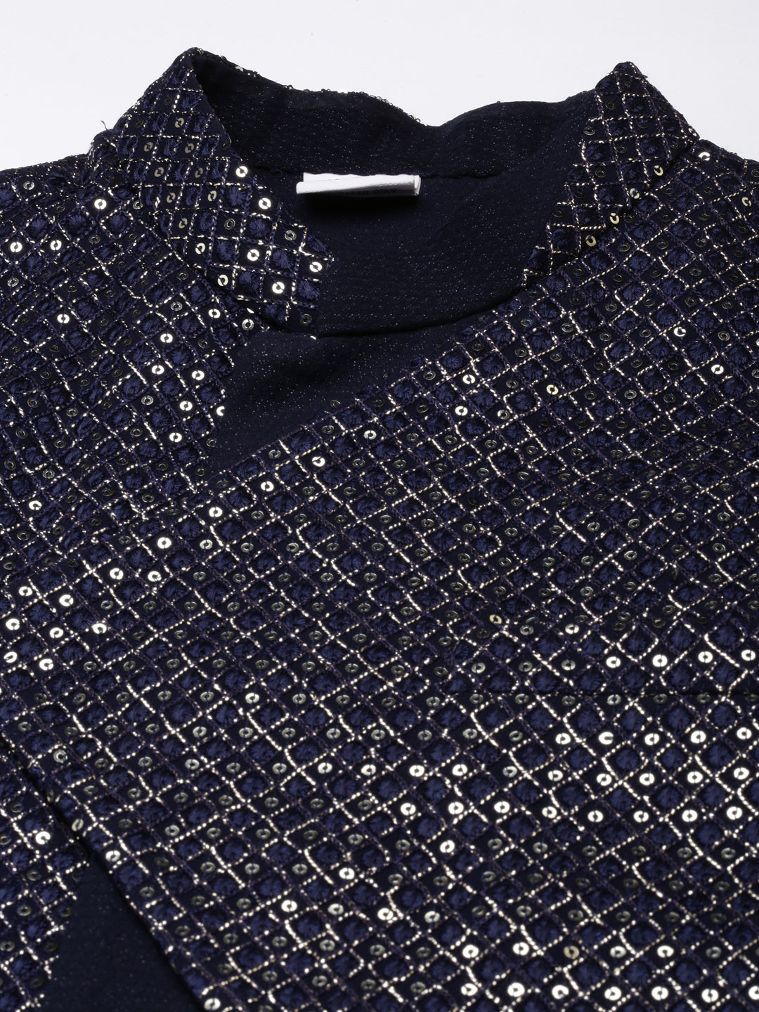 Navy Embroidered Jacket Kurta Set