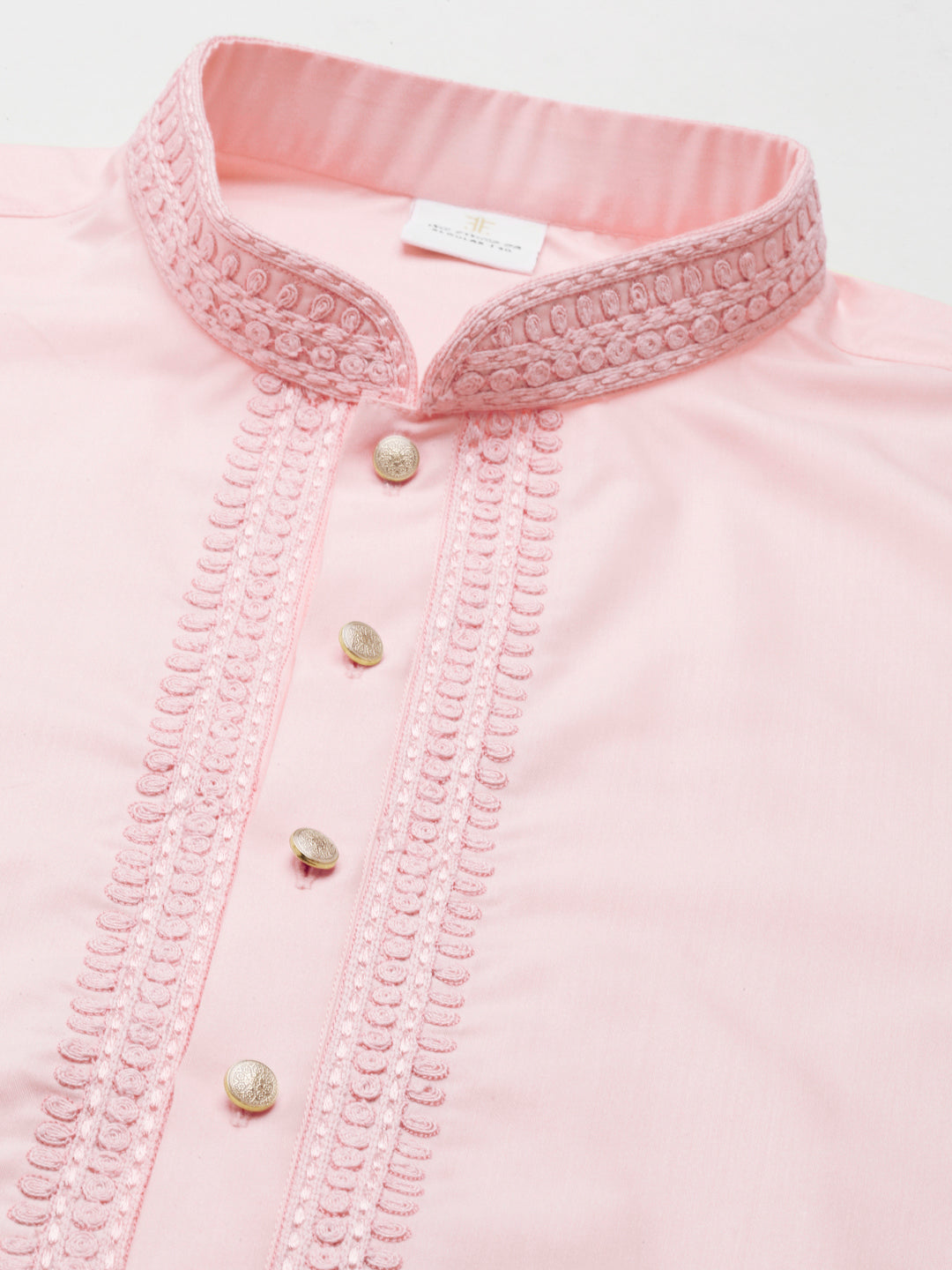 Pink Cotton Dori Embroidery Kurta Set