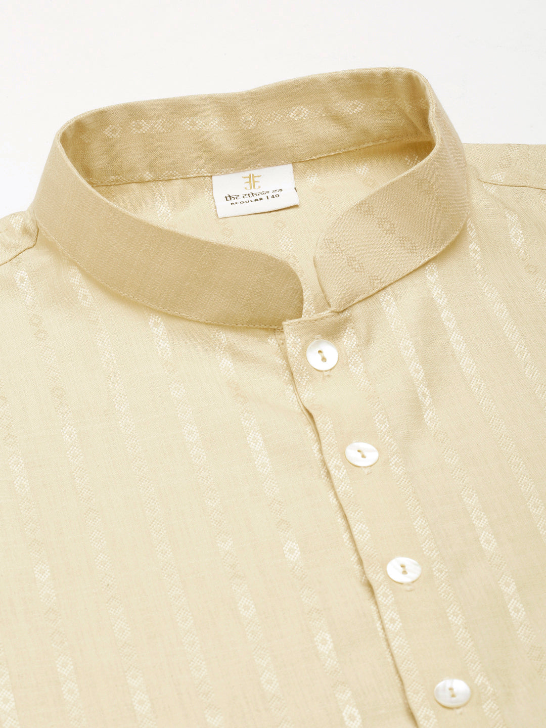 Light Beige Striped Short Kurta