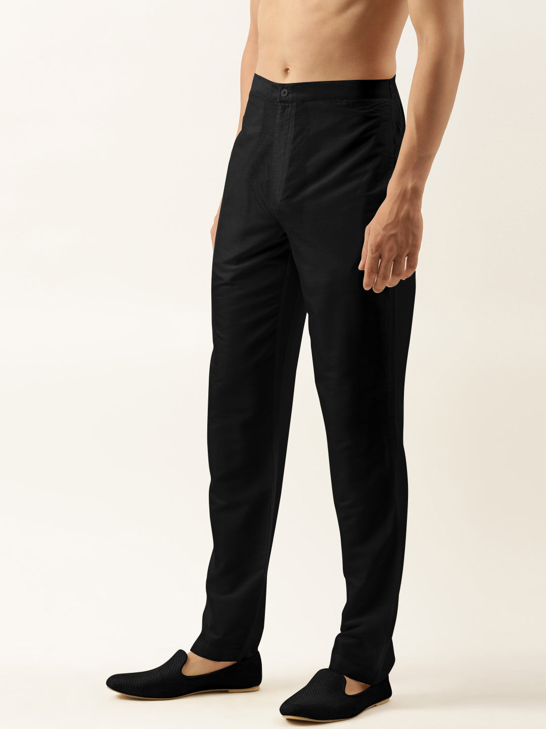 Black Cotton Silk Pant Pajama