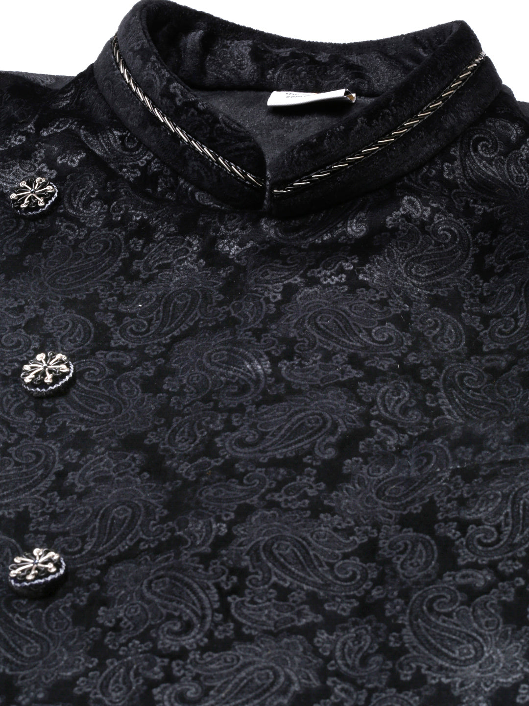 Black Velvet Jacquard Jacket Kurta Set