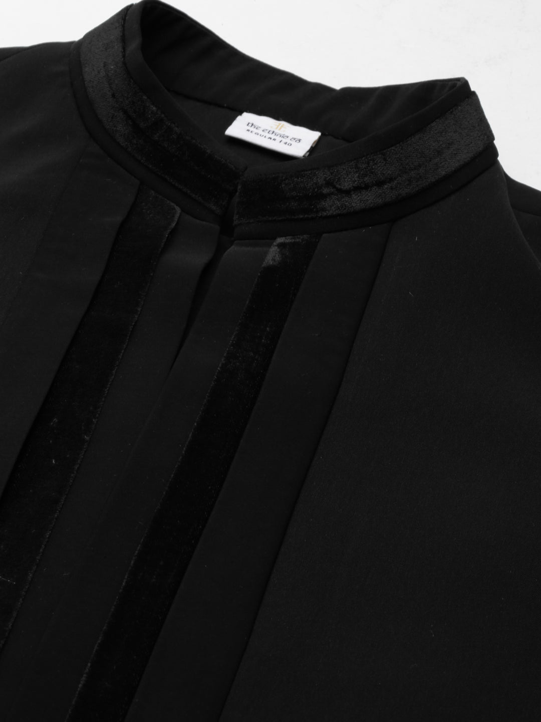 Black Pleated Jacket Kurta Set
