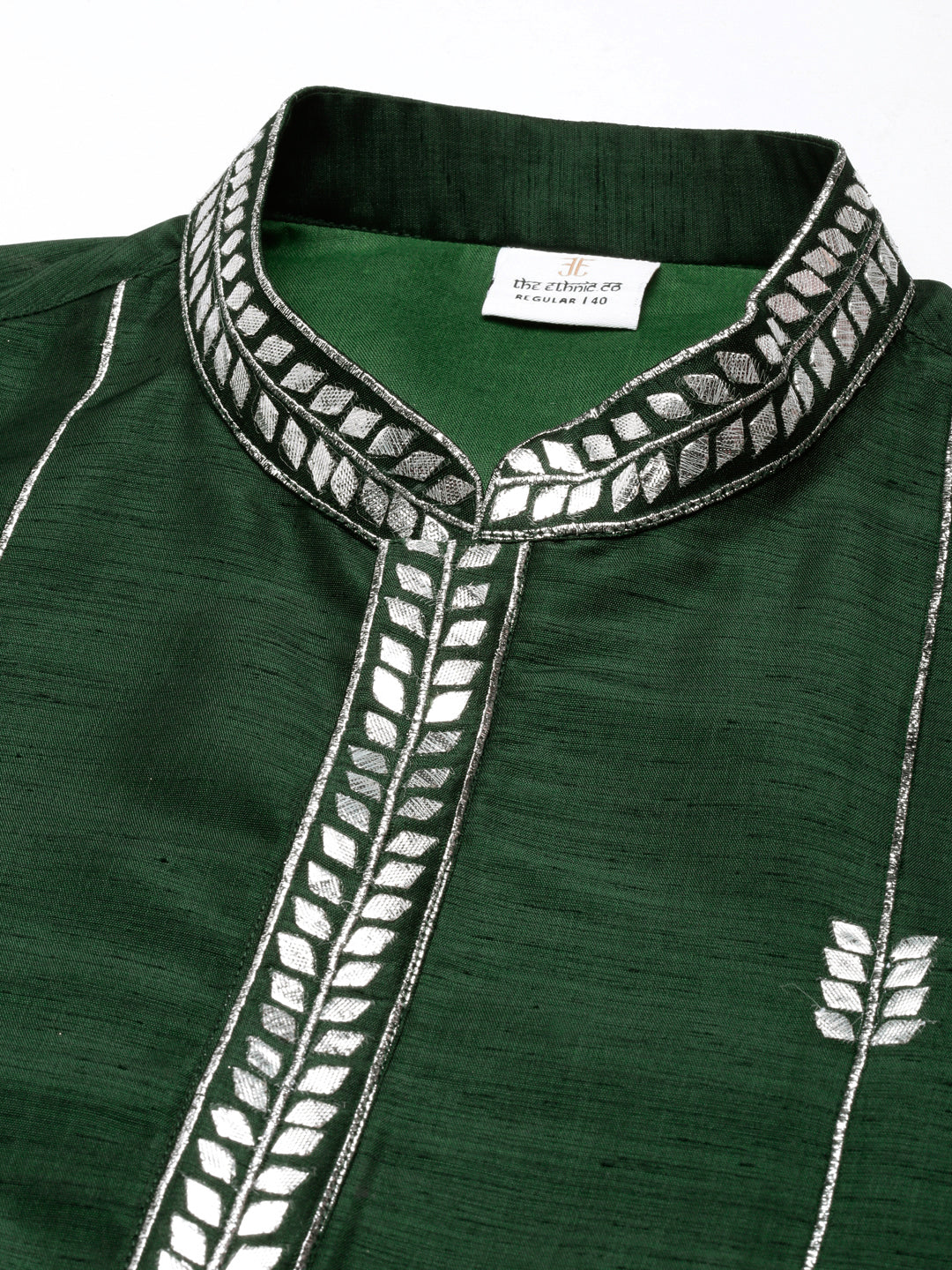 Green silk Gota Embroidered Kurta Set