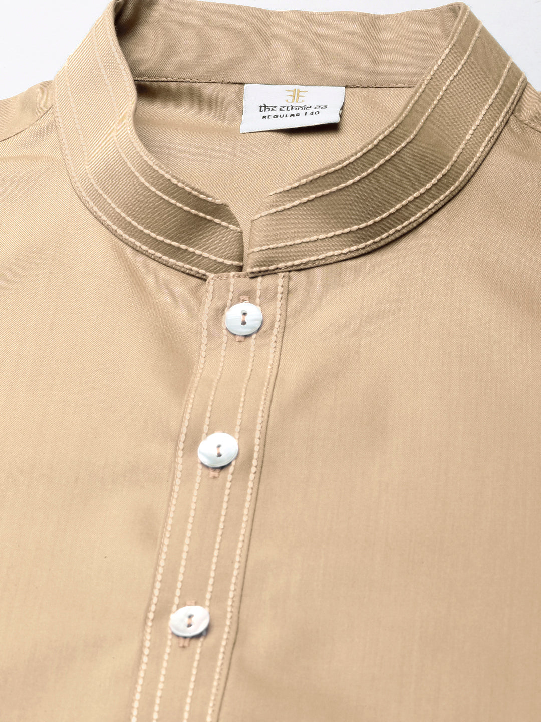 Beige Cotton Kurta Set