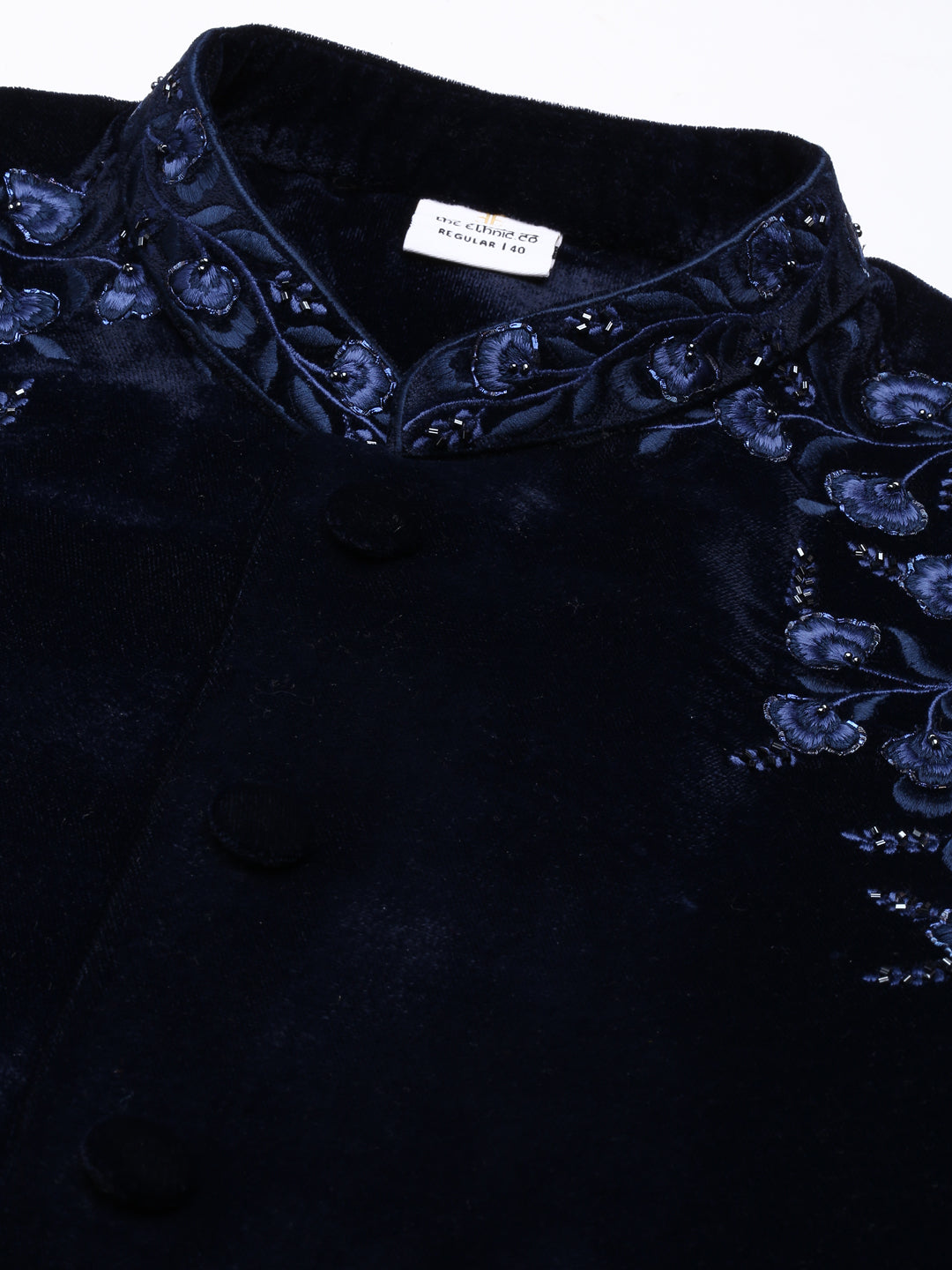 Navy velvet embroidery Achkan
