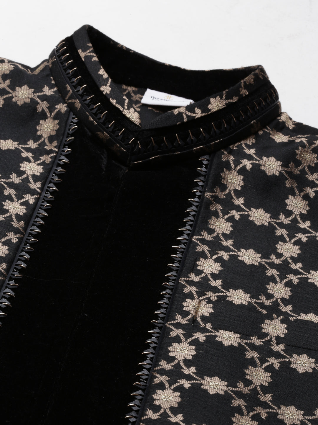 Black Jacquard Layered Jacket Set
