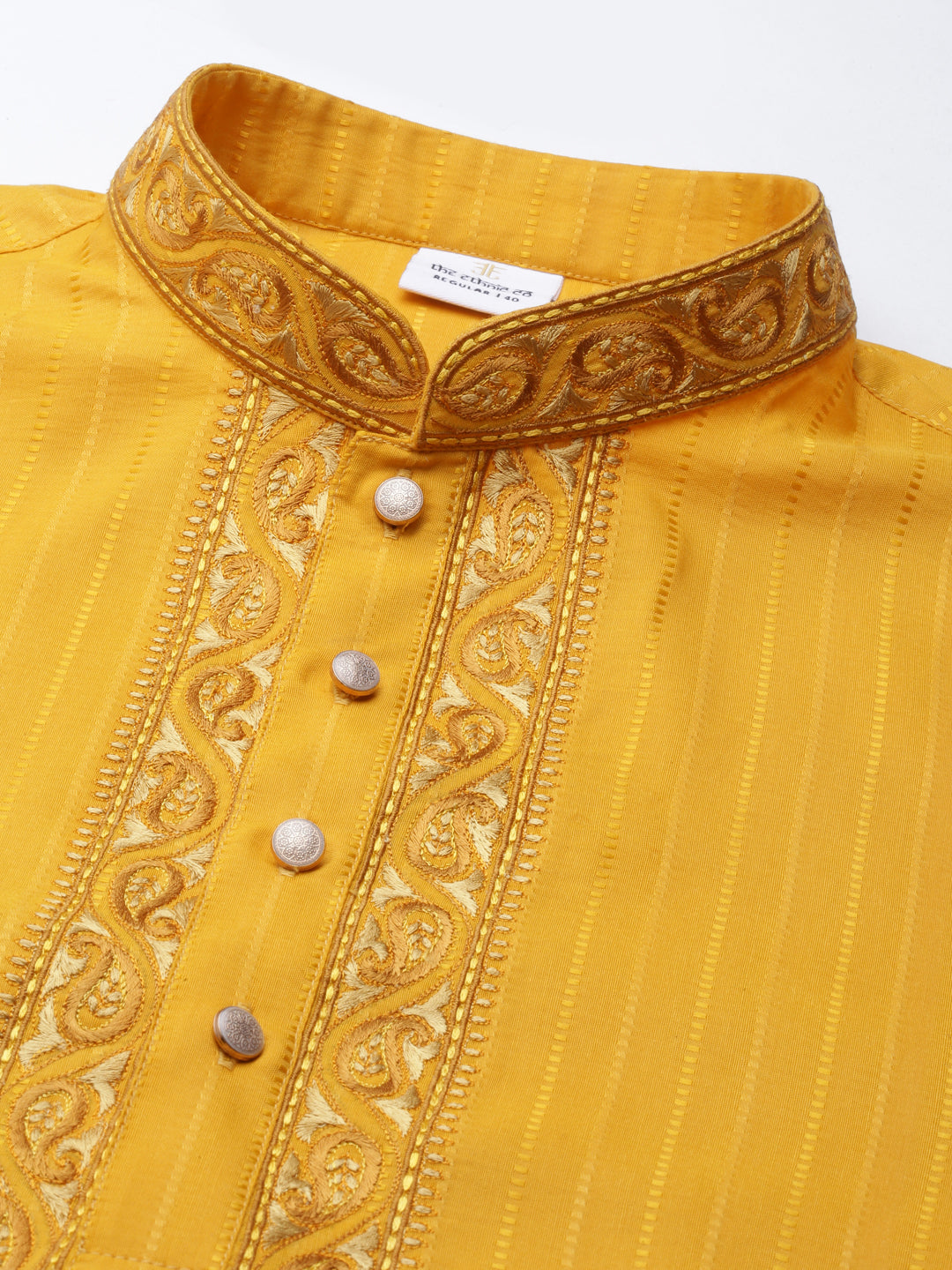 Mustard Embroidered kurta Set