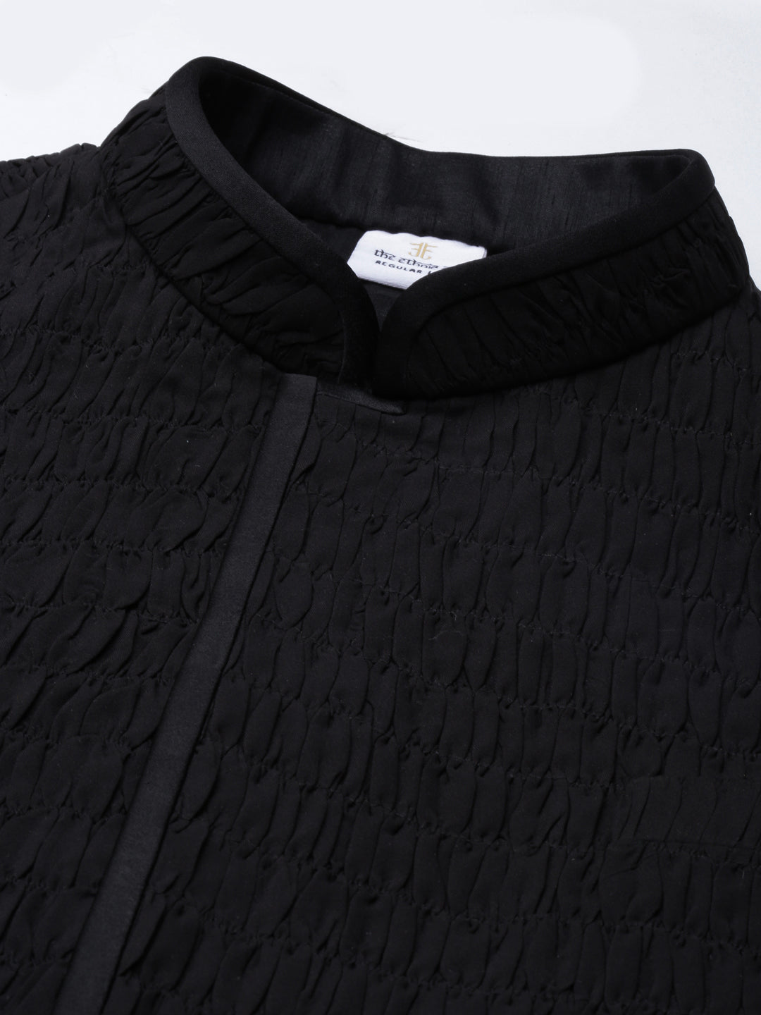 Black Ruching Jacket Kurta Set
