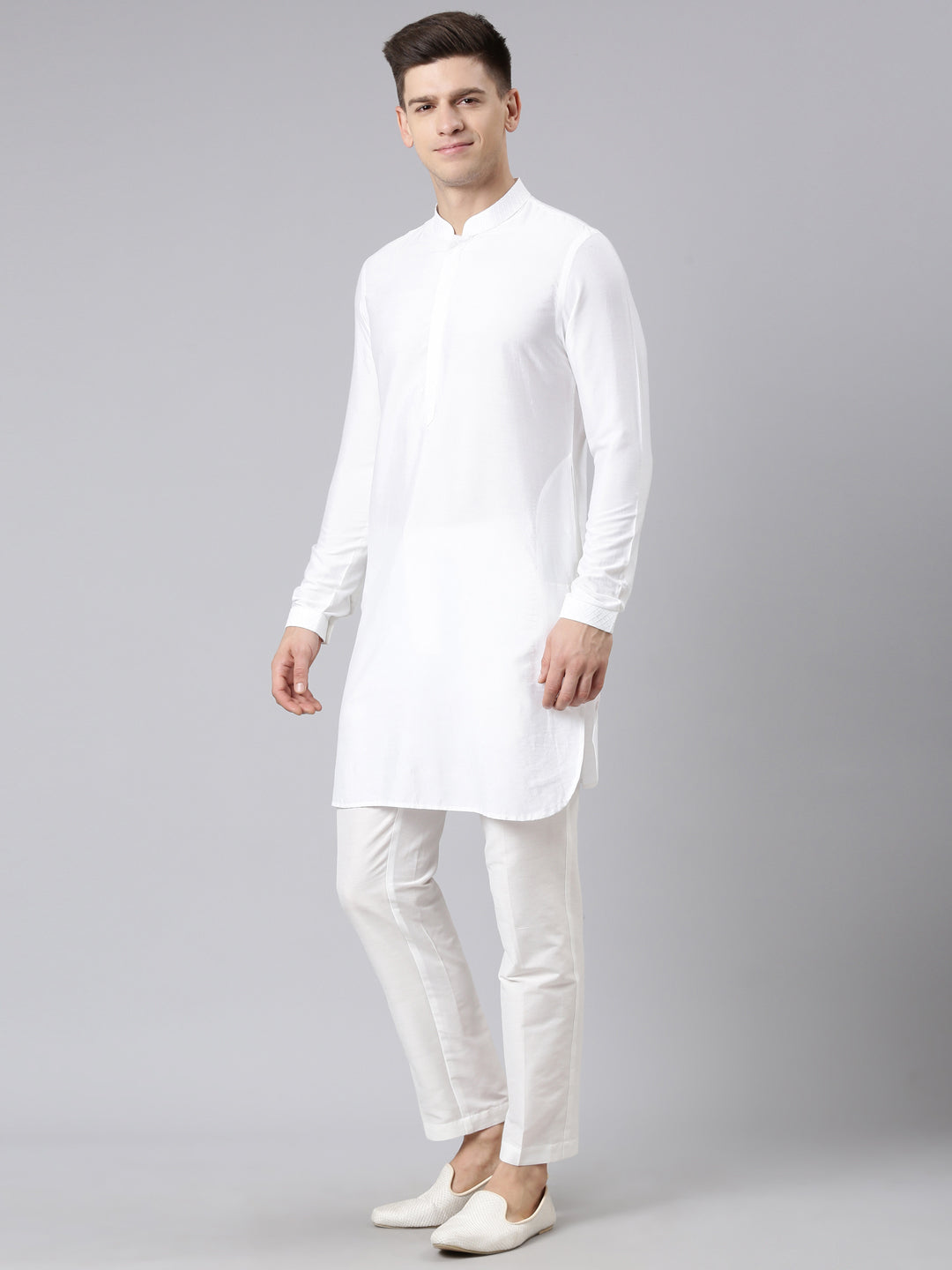 Cream Classic jacket with Short Kurta Set