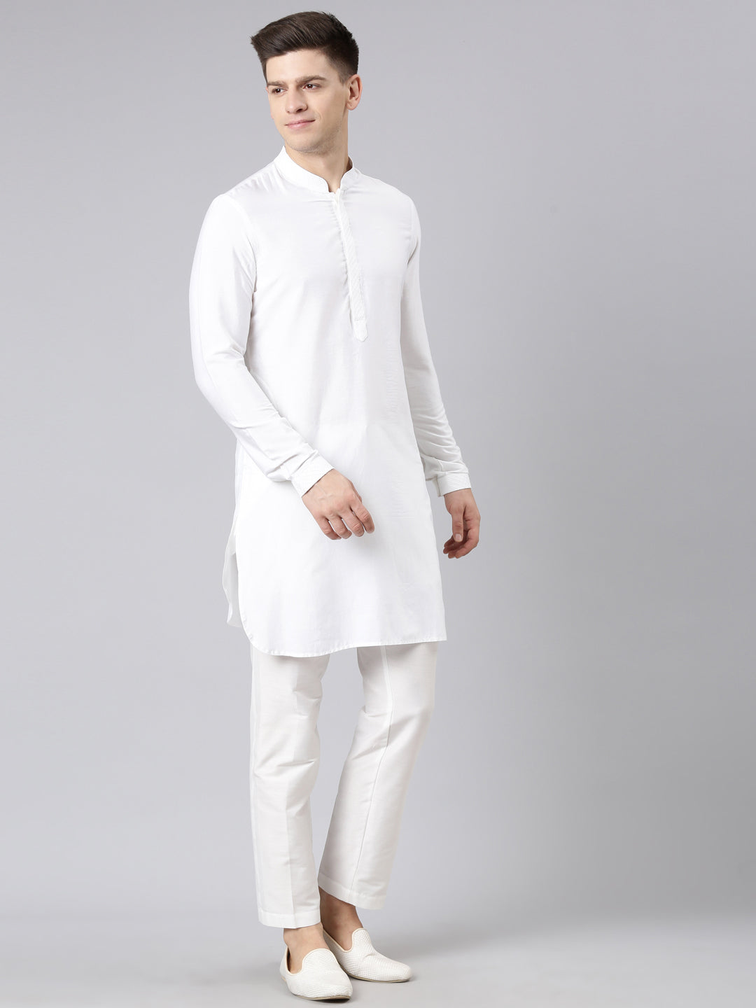 Cream Classic jacket with Short Kurta Set