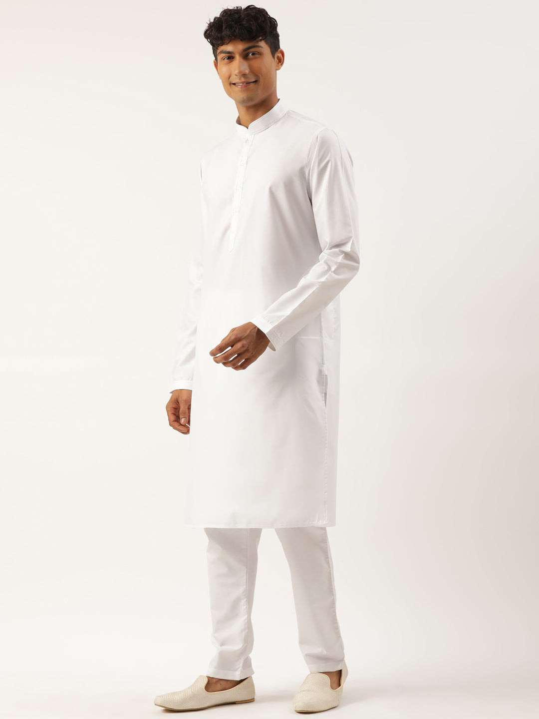 White Cotton Blue Tie Dye Jacket with White Kurta