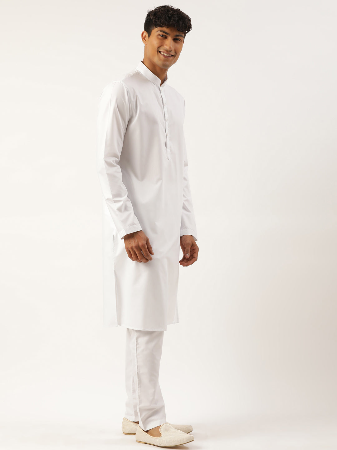 White Cotton Blue Tie Dye Jacket with White Kurta