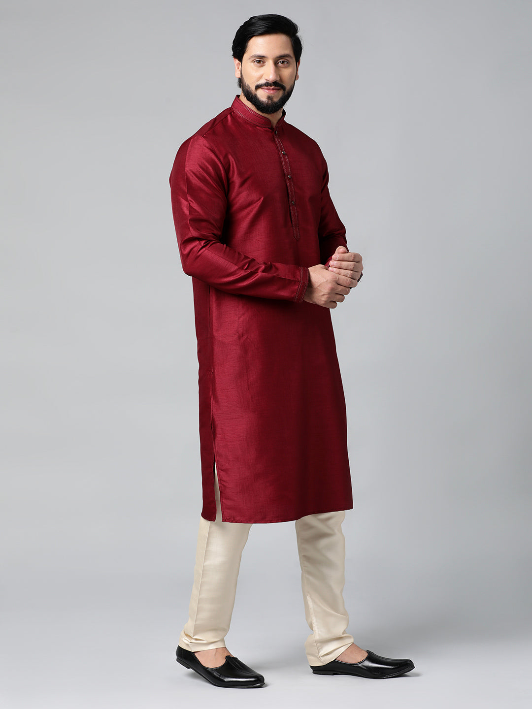 Black Velvet Embroidered Jacket Kurta Set