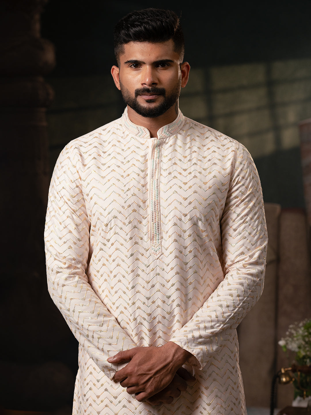 Light Pink Embroidered Kurta set