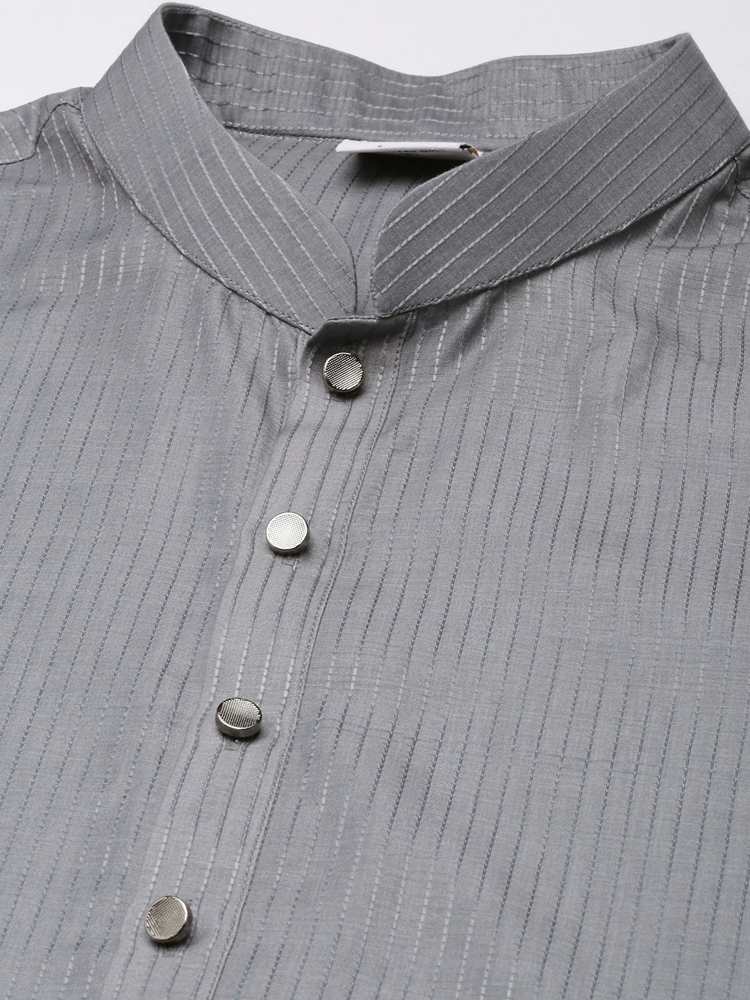 Grey Printed Jacket Kurta Set