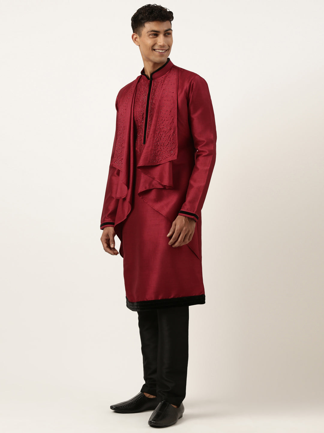 Maroon Ombre Layered Kurta Set