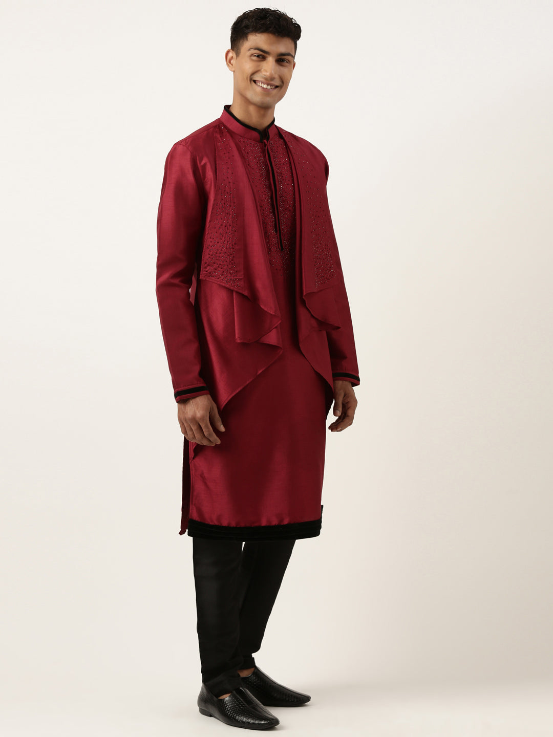 Maroon Ombre Layered Kurta Set