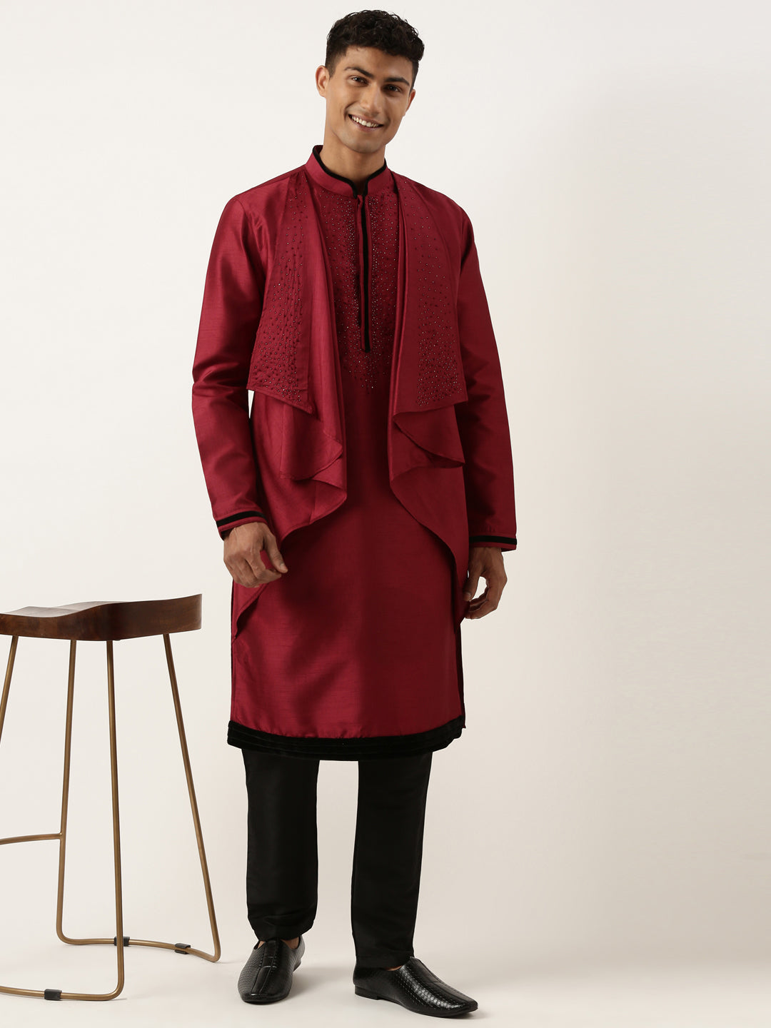 Maroon Ombre Layered Kurta Set