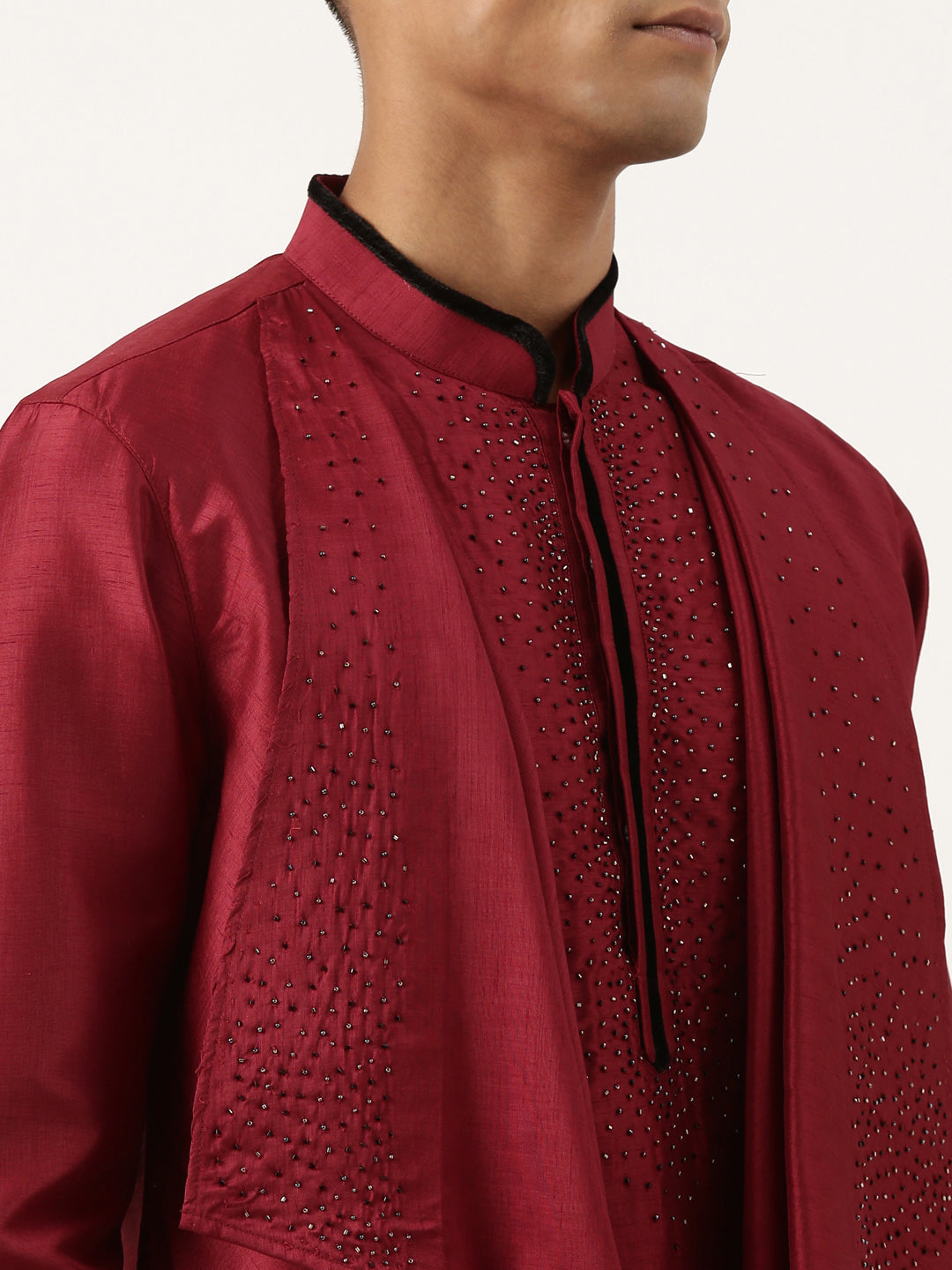 Maroon Ombre Layered Kurta Set