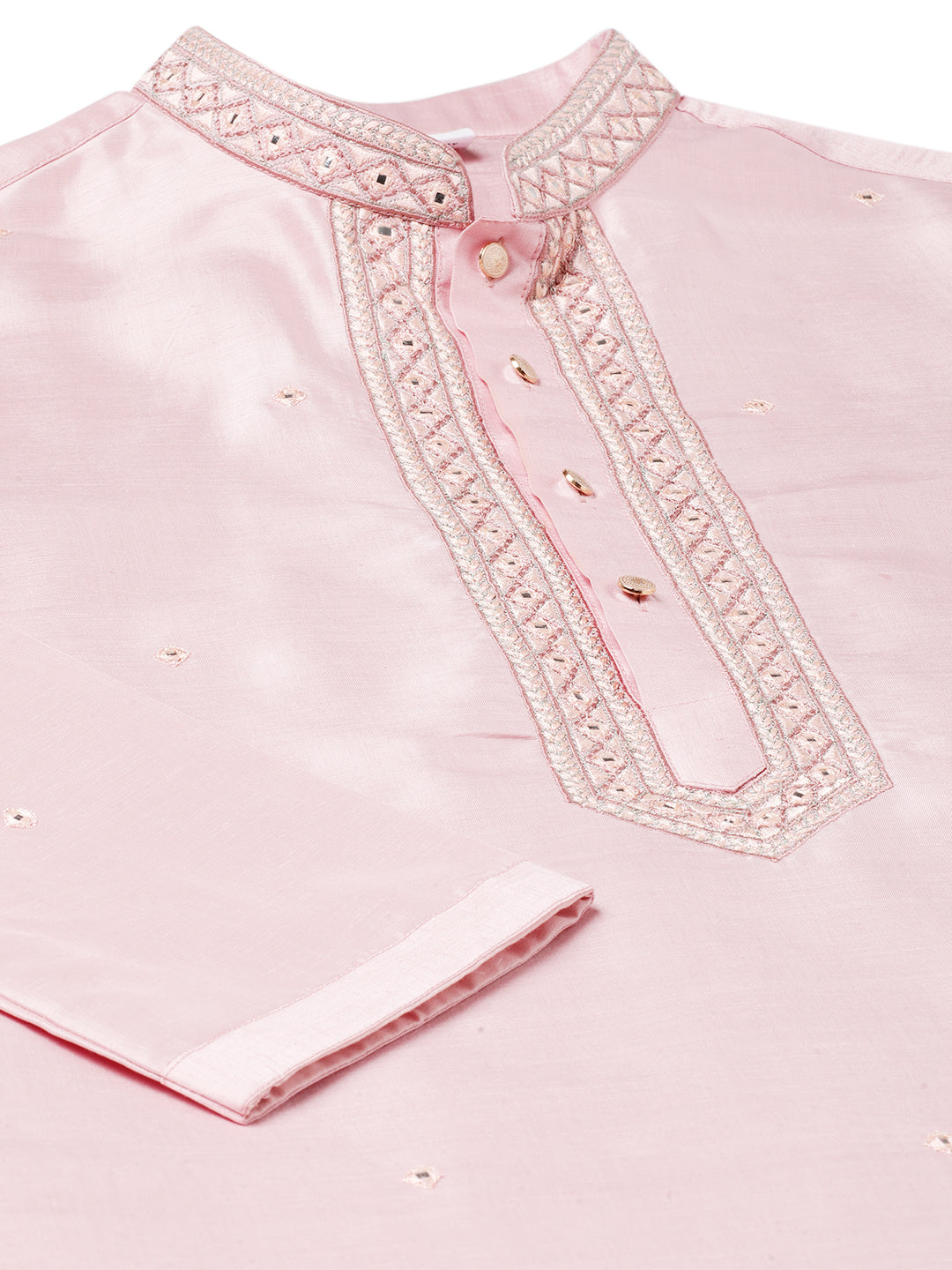 Baby Pink Mirror Embroidered Kurta Set