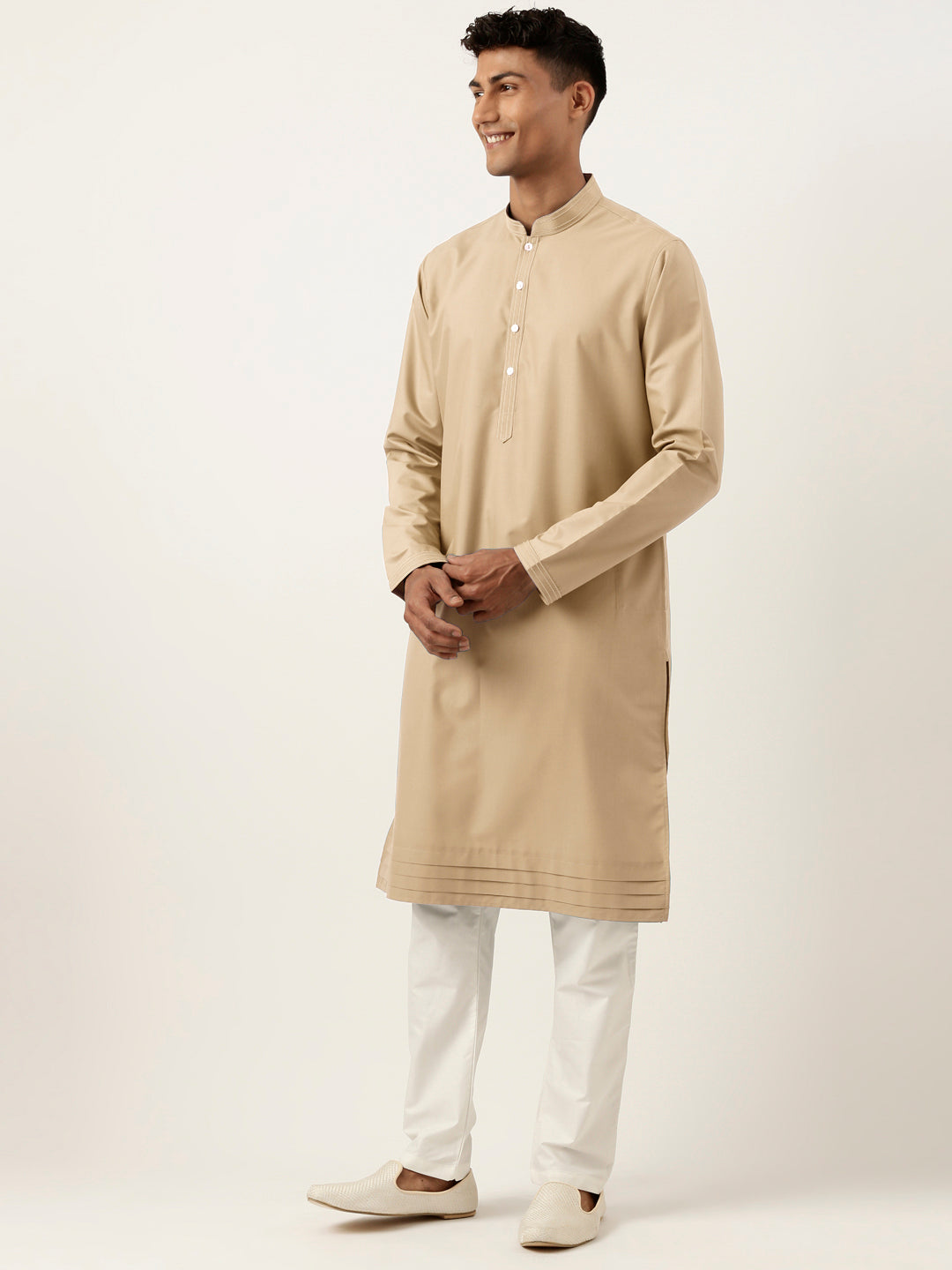 Beige Cotton Kurta Set