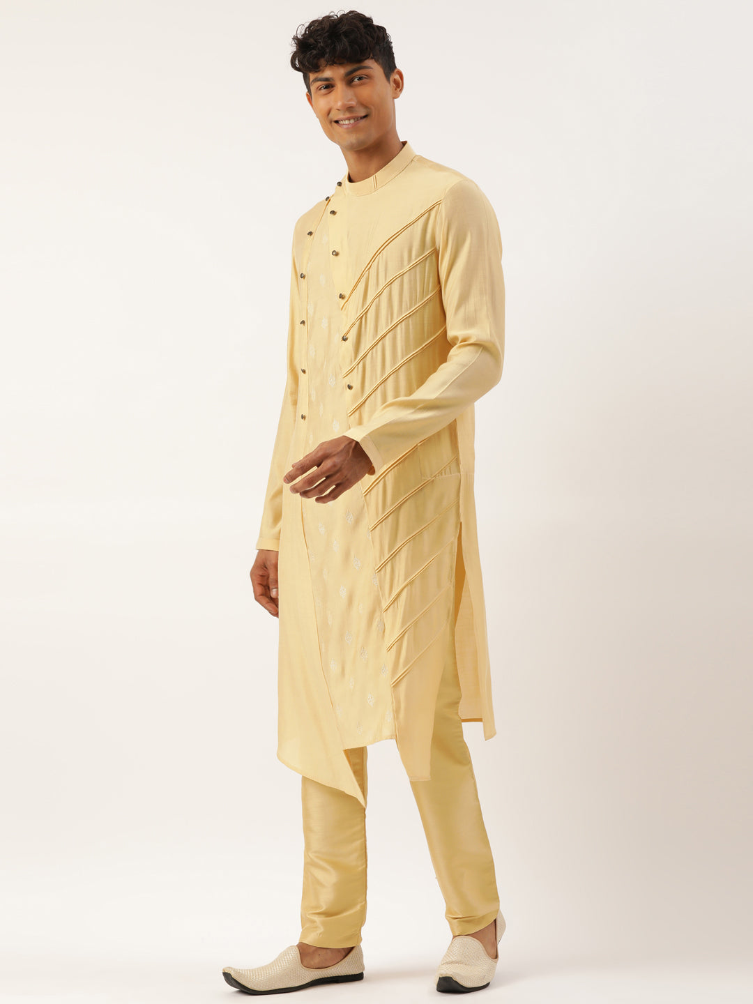 Gold Side Open Layered Kurta Set