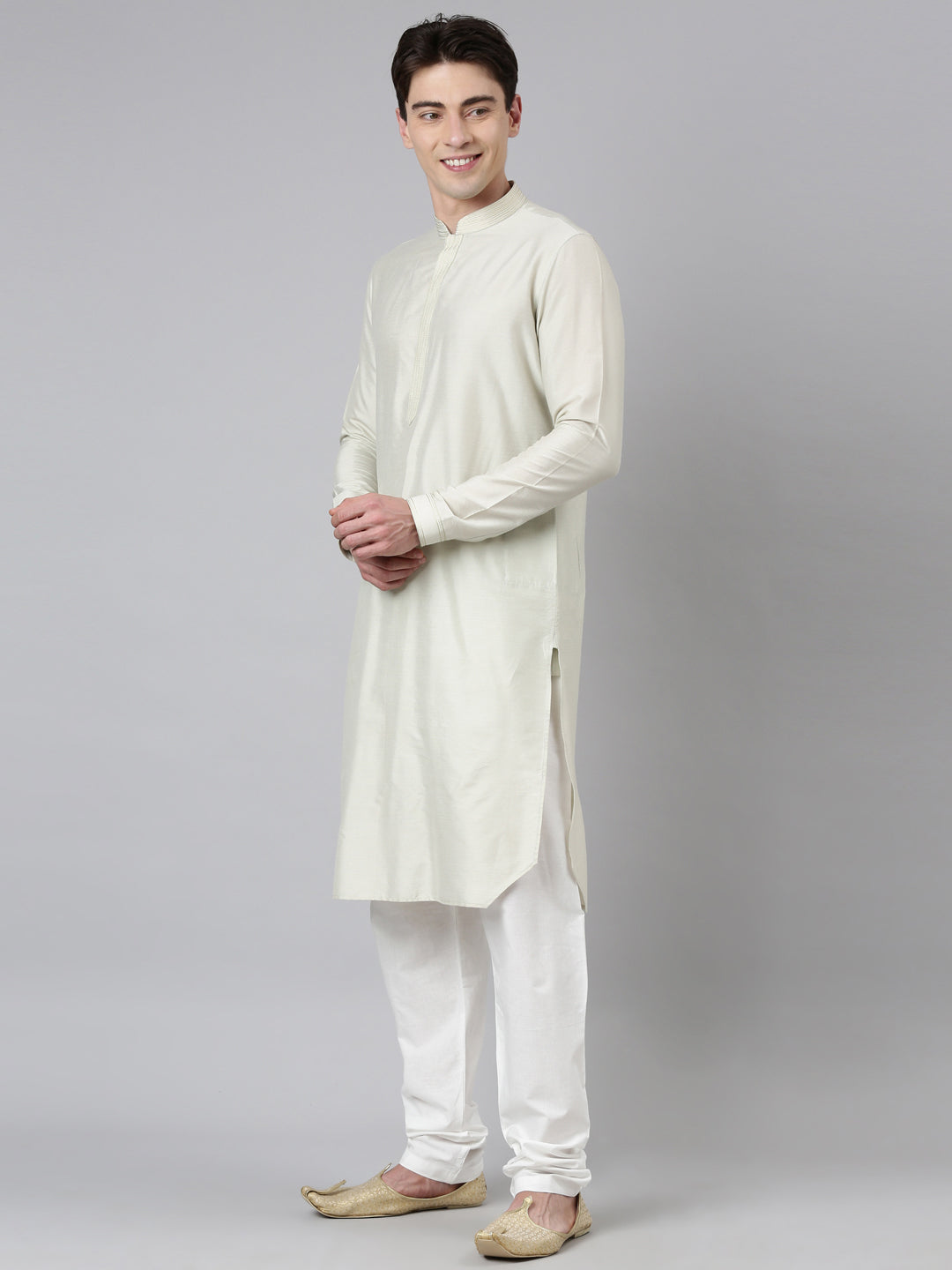 Light Green Lapel Style Jacket With Kurta