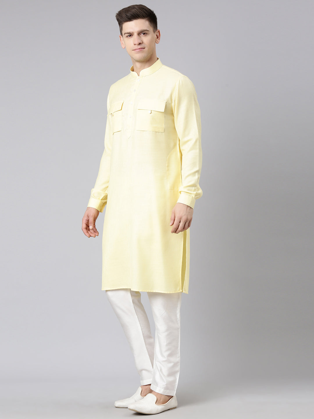 Yellow Pathani Kurta Set