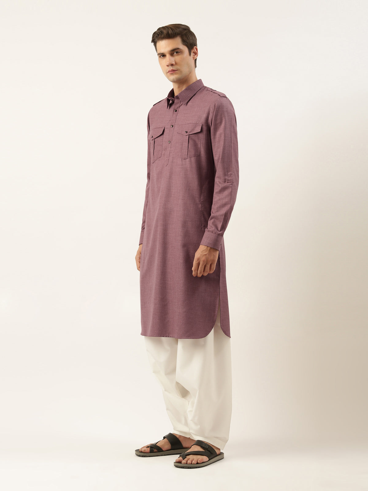 Purple Pure cotton Pathani with Salwar Set