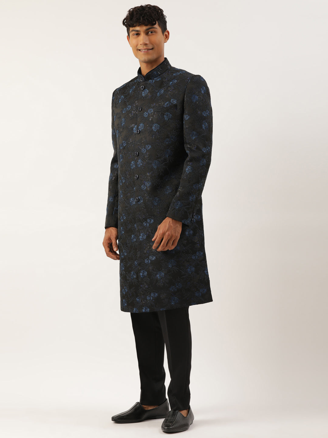 Navy Blue embroidered Indowestern