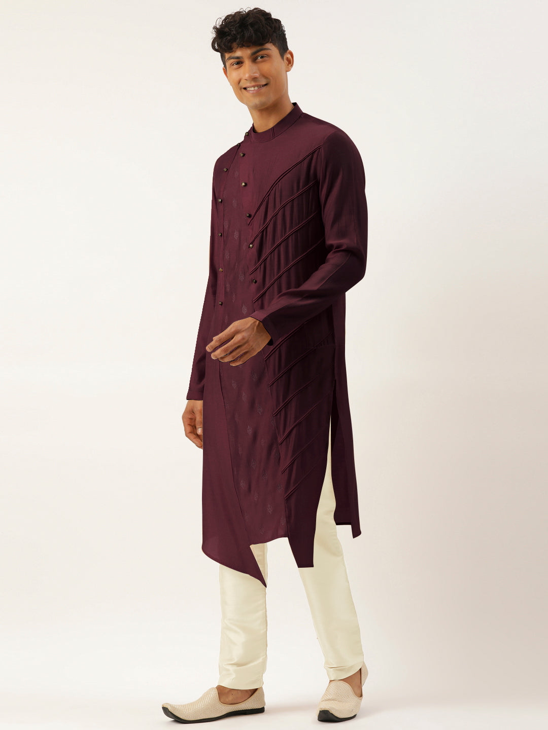 Wine Side Open Layered Kurta Set