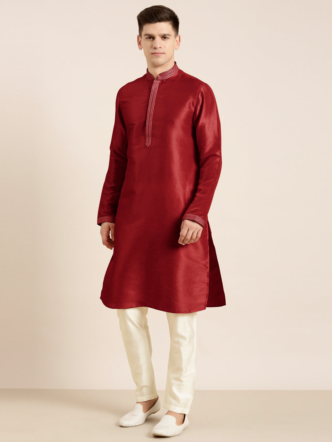 Maroon Embroidered Kurta Set