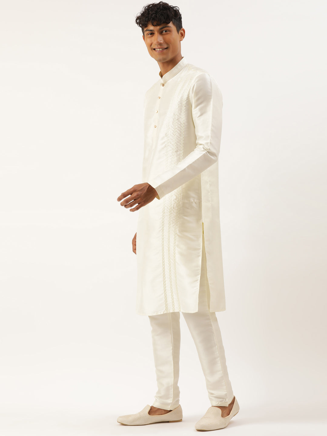 Cream Embroidered Kurta Set