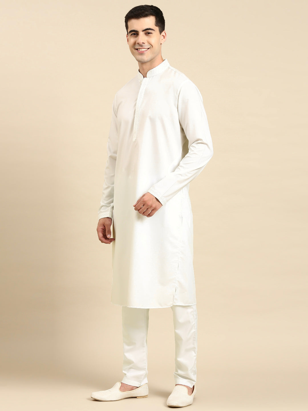 Off White fine Cotton Kurta Set