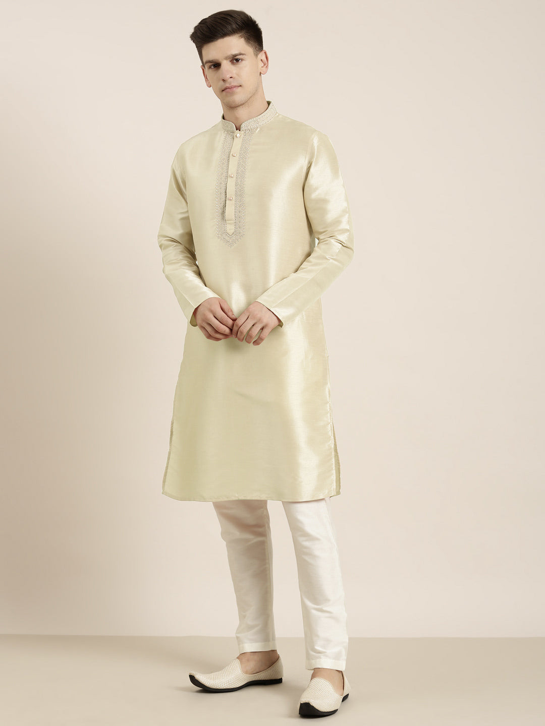 Light beige Embroidered Kurta Set