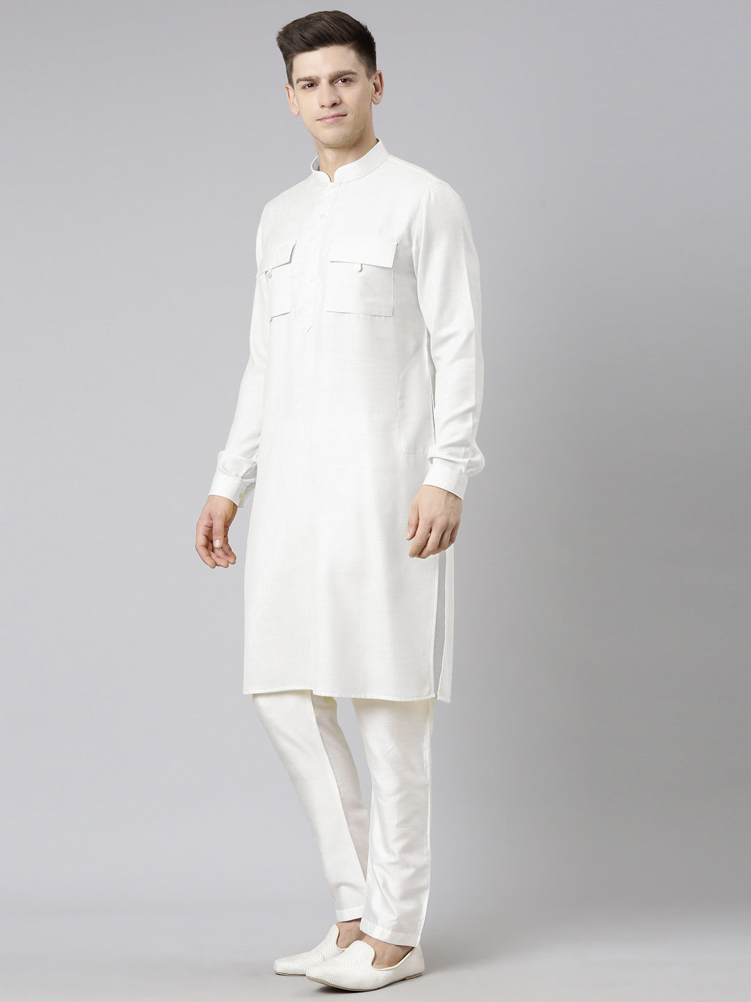 Off White Pathani Kurta Set