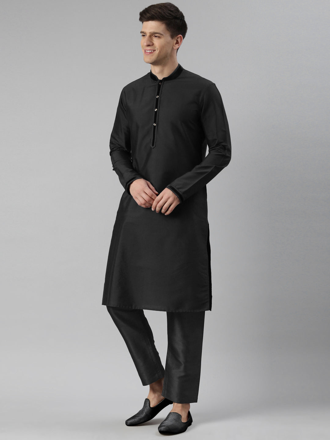 Wine Embroidered Overlap Jacket Kurta Set