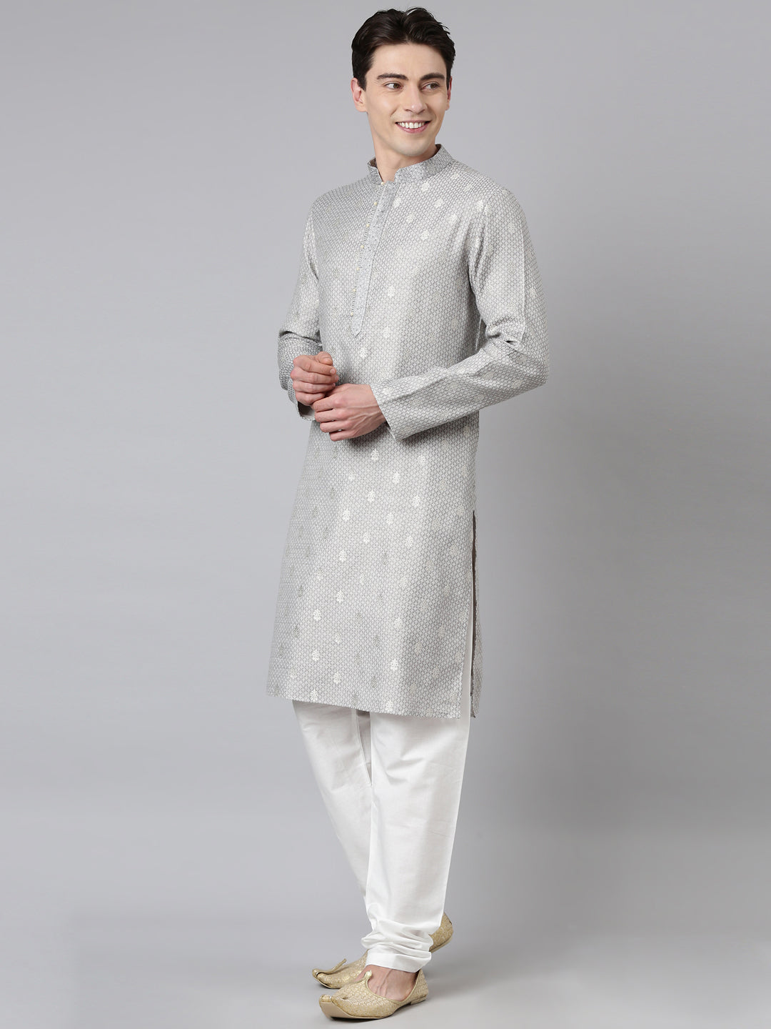 Grey Chanderi Kurta Set