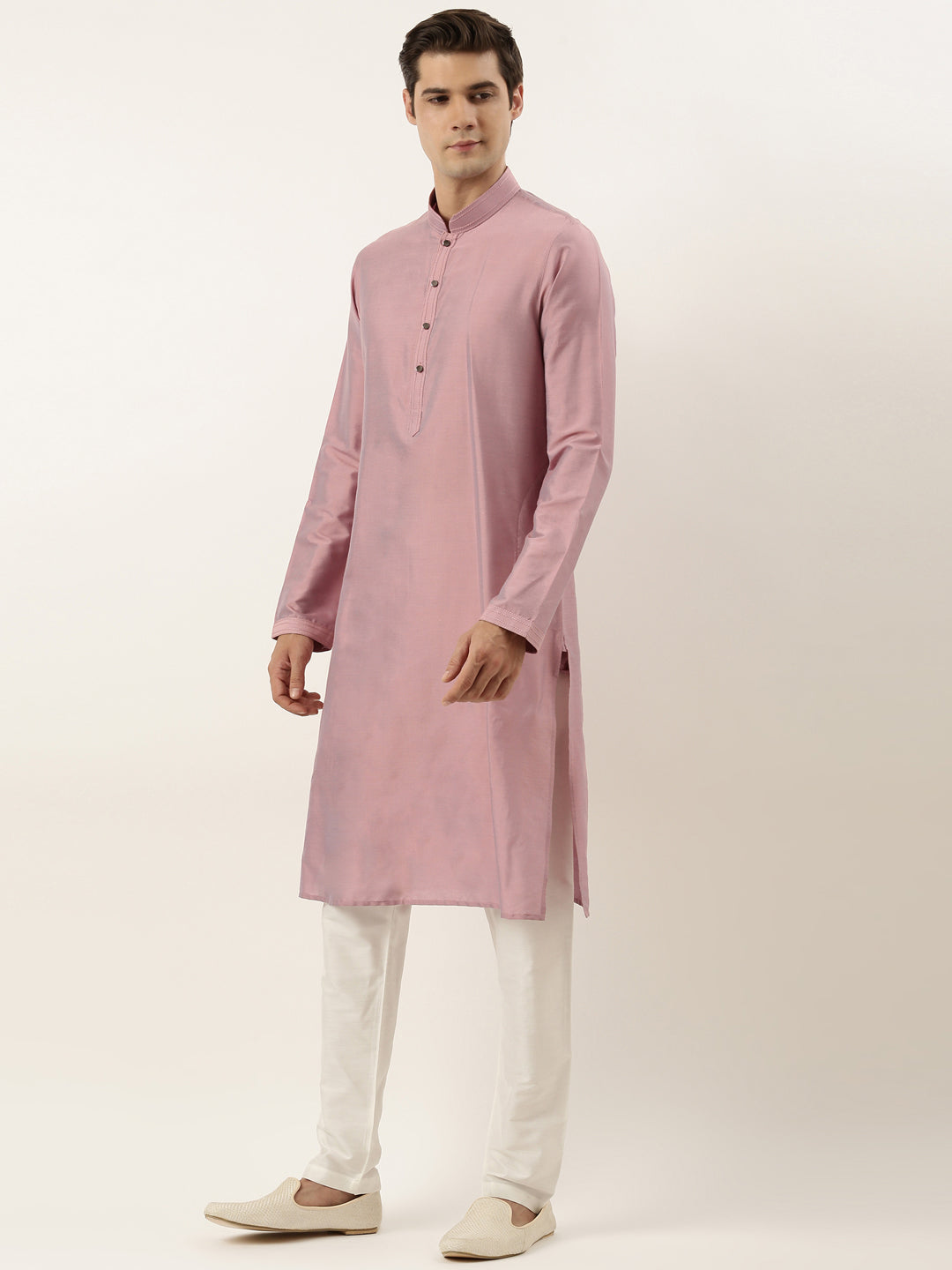 Navy Pink Jacquard Jacket With Pink Kurta