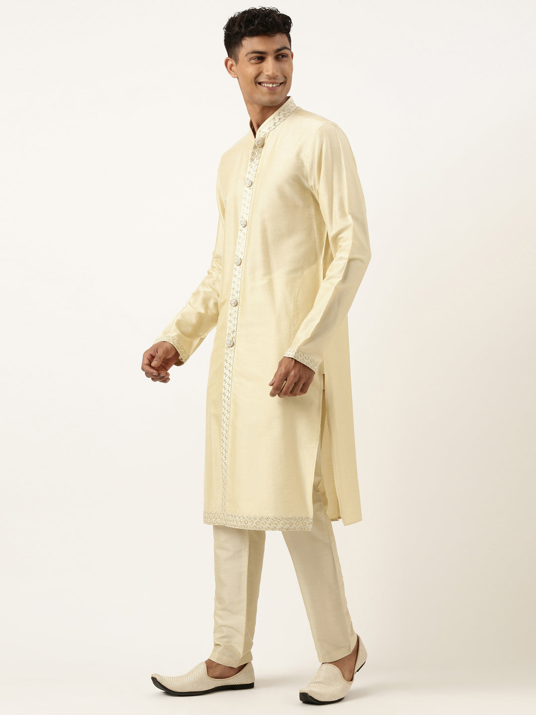 Light gold Embroidered Indowestern Set