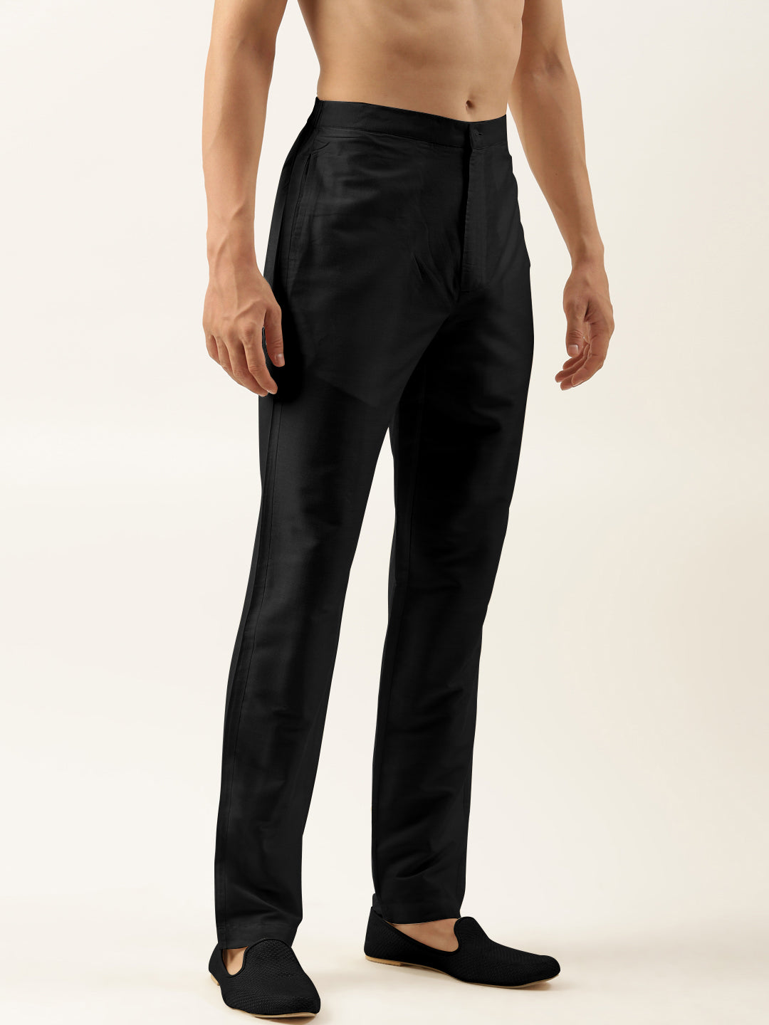 Black Cotton Silk Pant Pajama