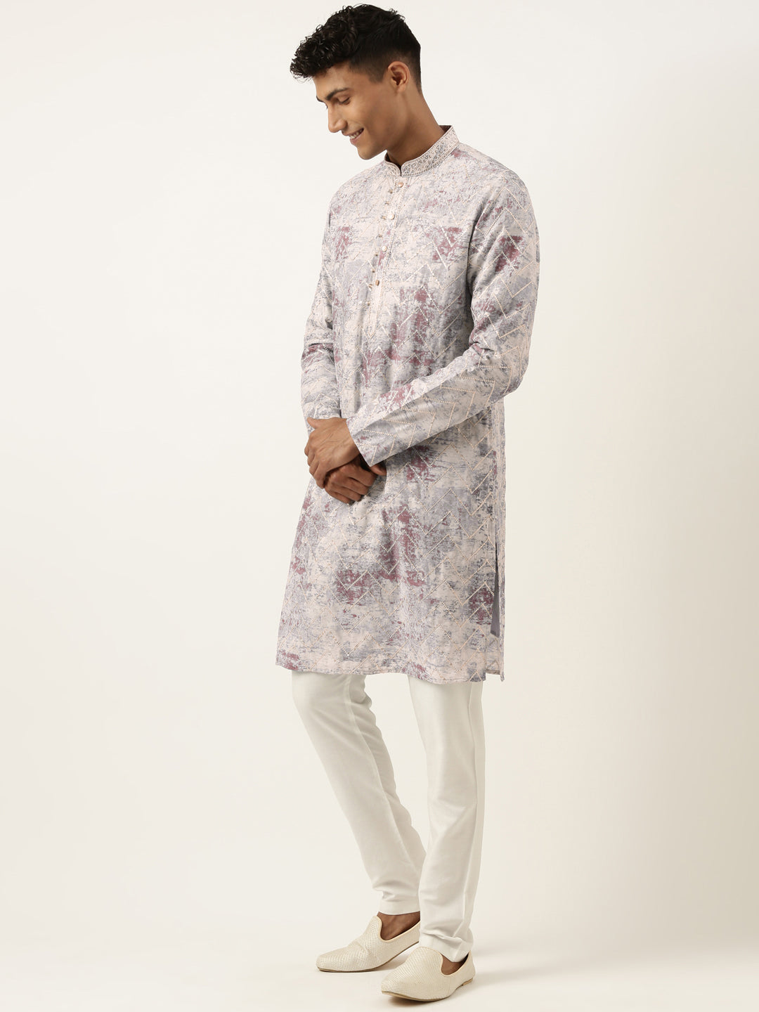 Old Rose Sequin Embroidery Kurta Set