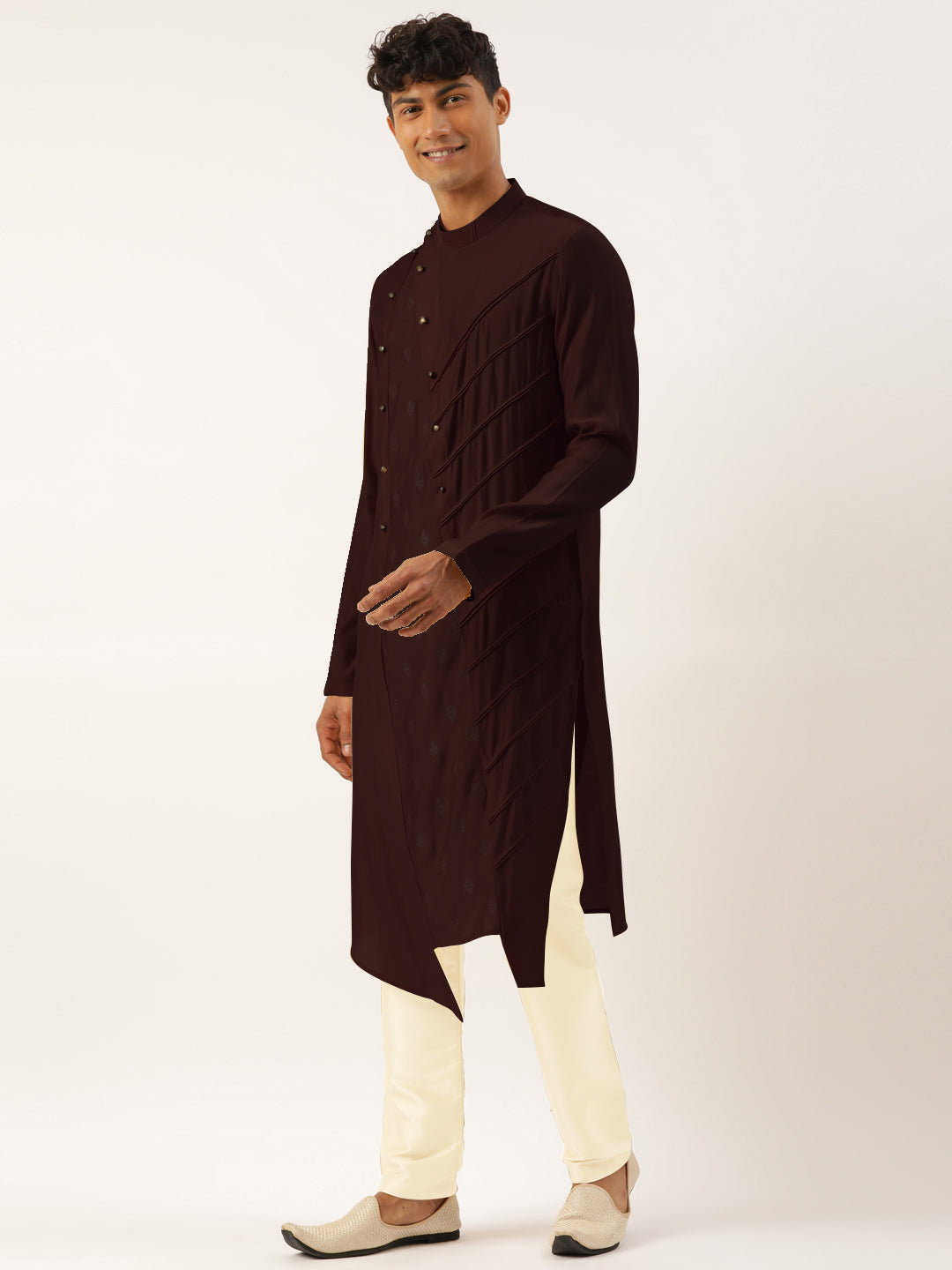 Maroon Side Open Layered Kurta Set