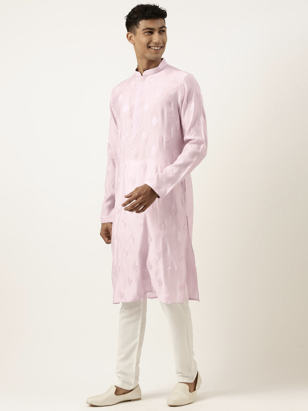 Lavender Embroidered Kurta Set