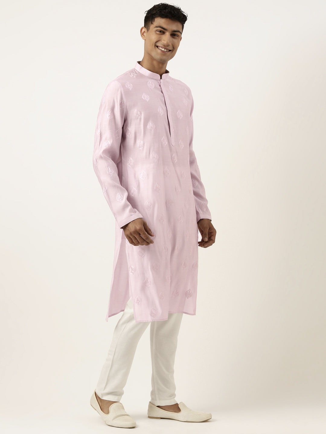 Lavender Embroidered Kurta Set