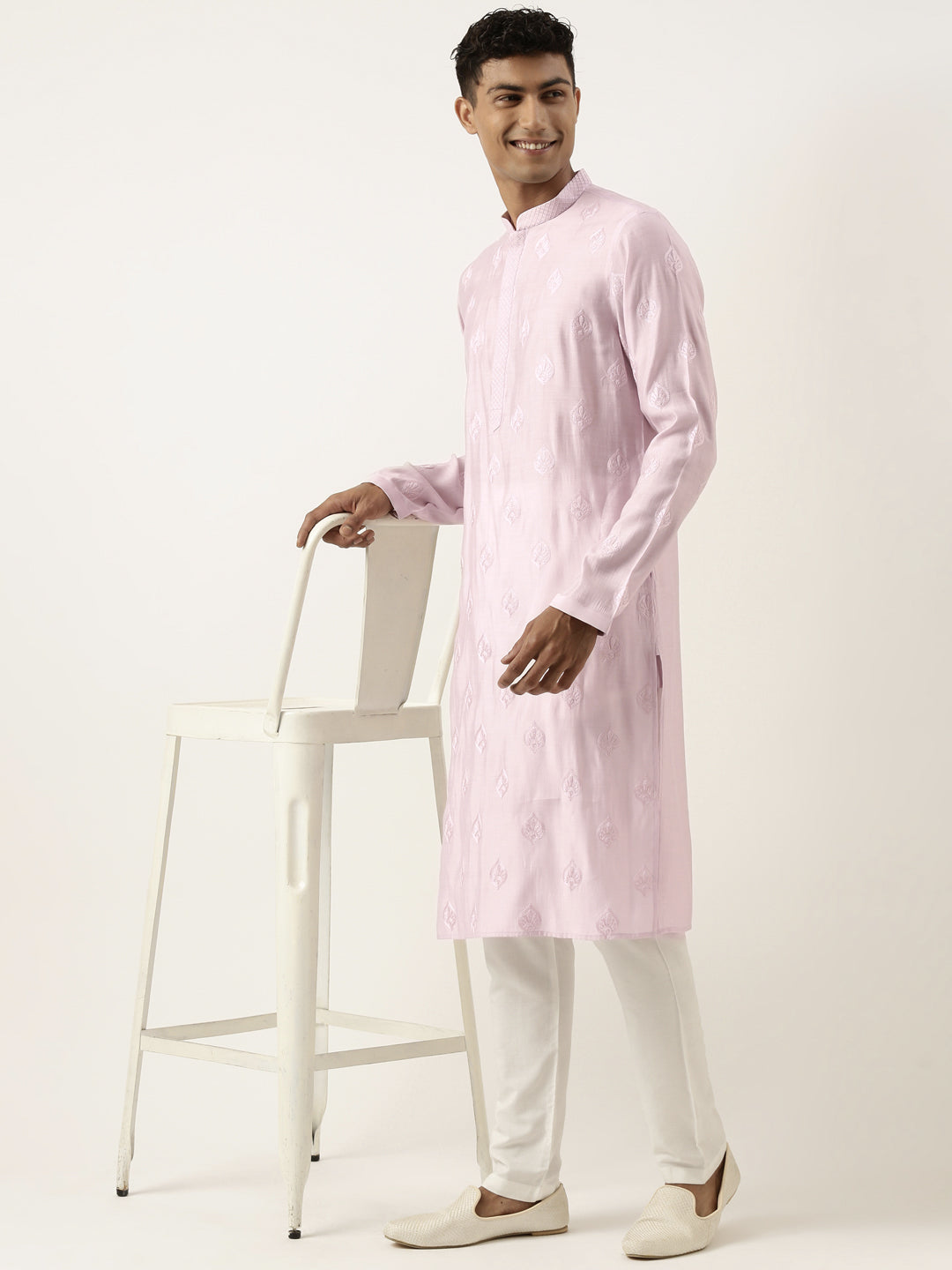 Lavender Embroidered Kurta Set