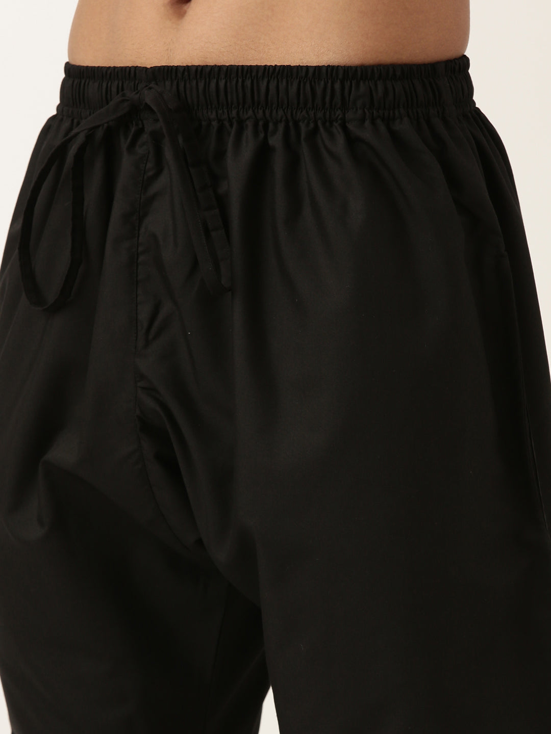 Black Flared Asymetric Drape Kurta Set